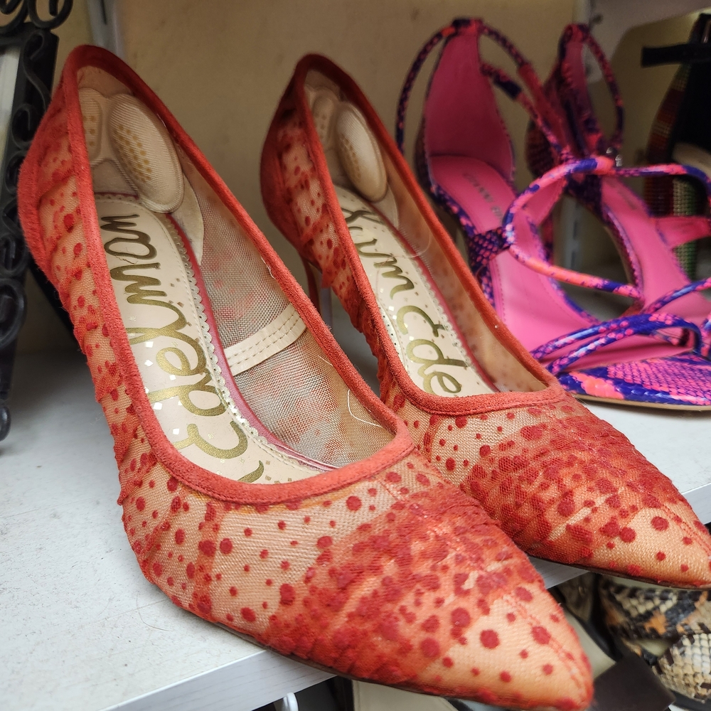 Sam Edelman Red Suede & Mesh Heels